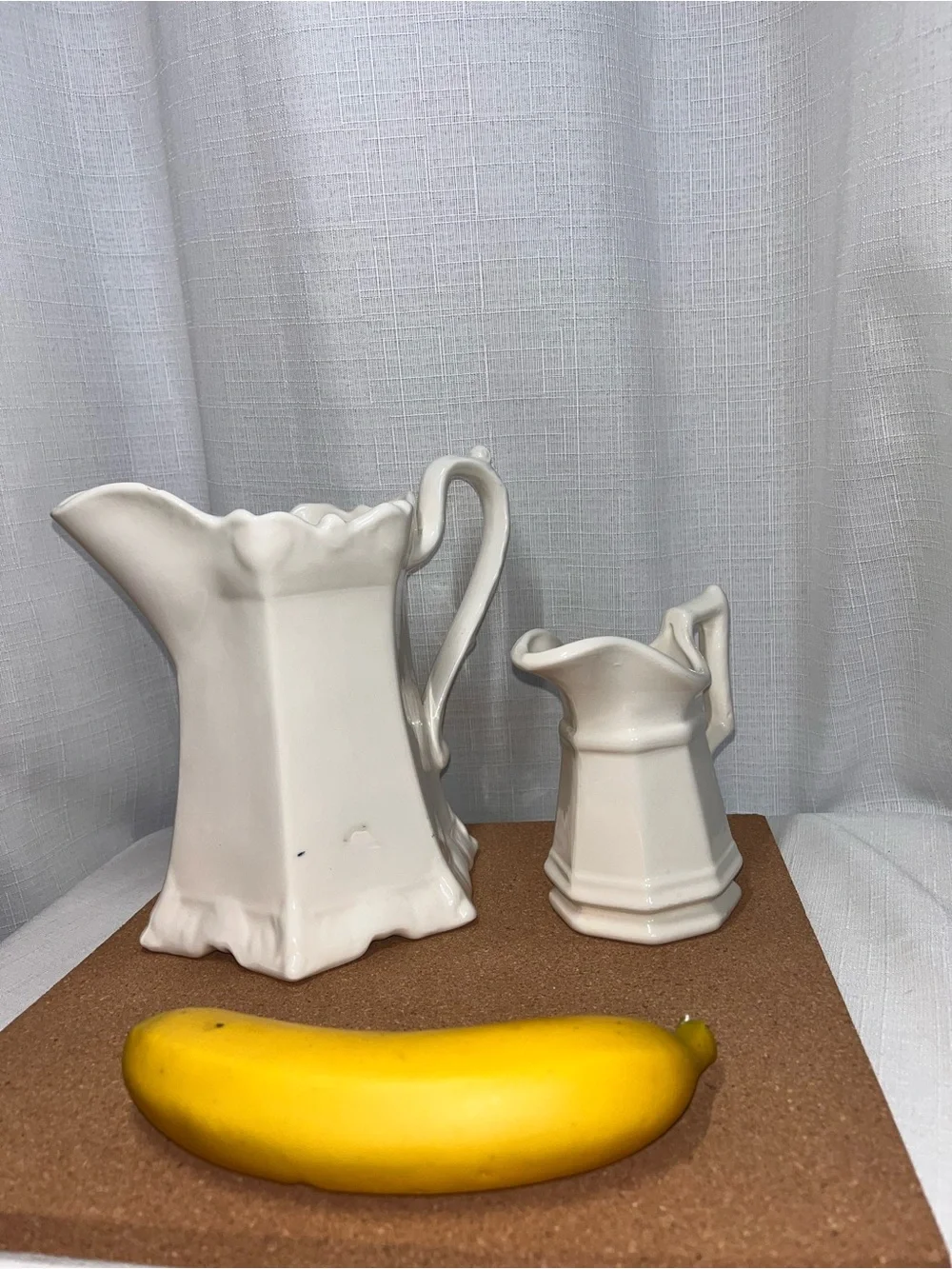 Handmade Signed White Pottery Pitcher Vase Rustic Farmhouse Creamer 8” Ceramic